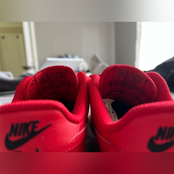 NIKE AIR FORCE ONES RED CUSTOMIZED SIZE 6 color red great condition - Picture 6 of 7